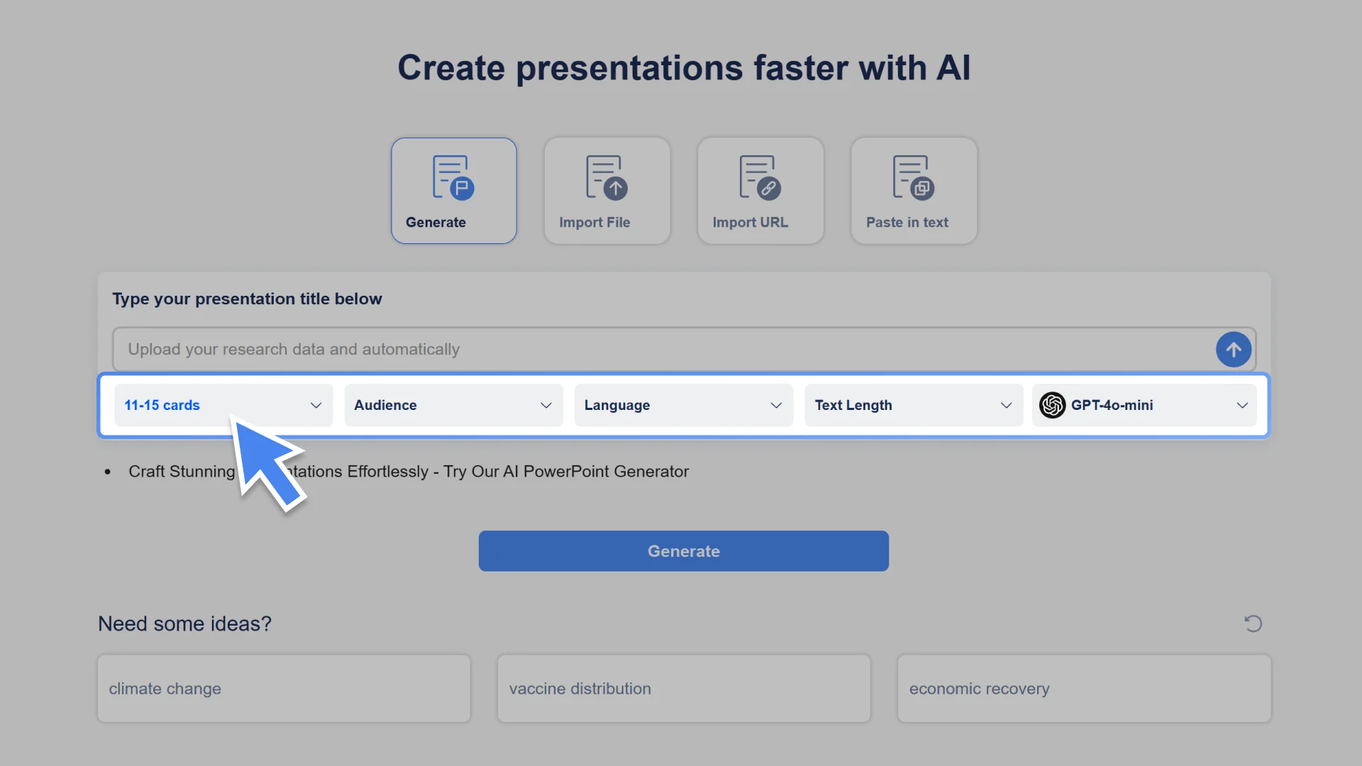 Personalized AI slideshow generator to create custom presentations with Smallppt