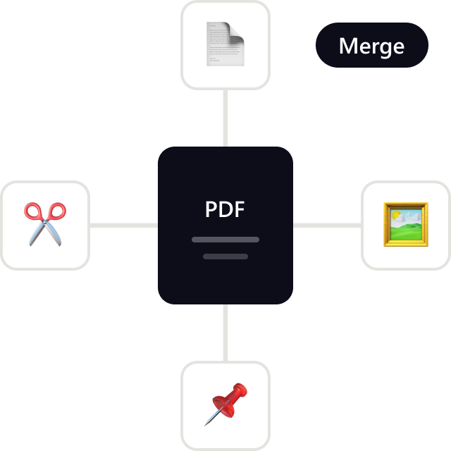 AI PDF can merge and split PDF files, add watermarks, and convert between images and PDFs.