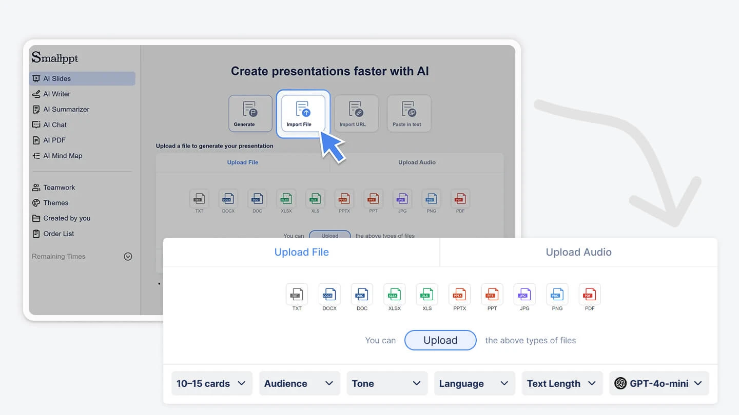 Generate a presentation by importing files