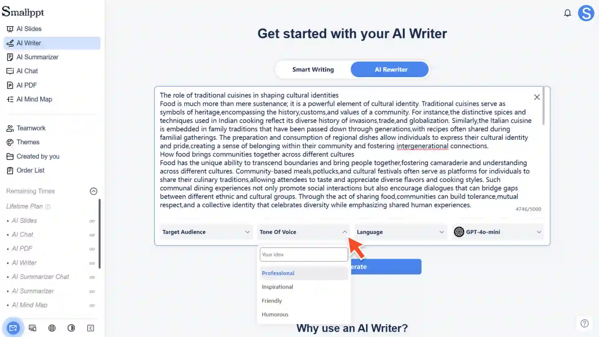 Customize the content style and target audience