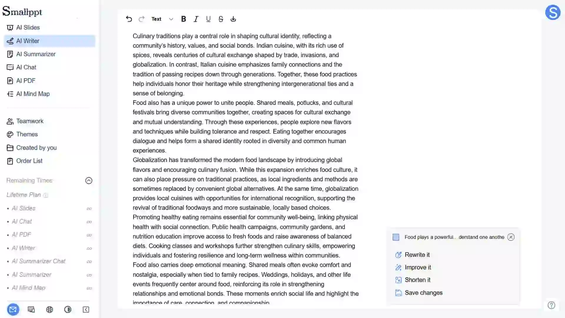 Generate the rewritten content with one click