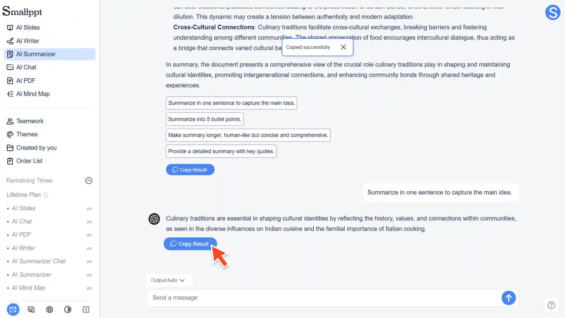 Click the Copy Results button