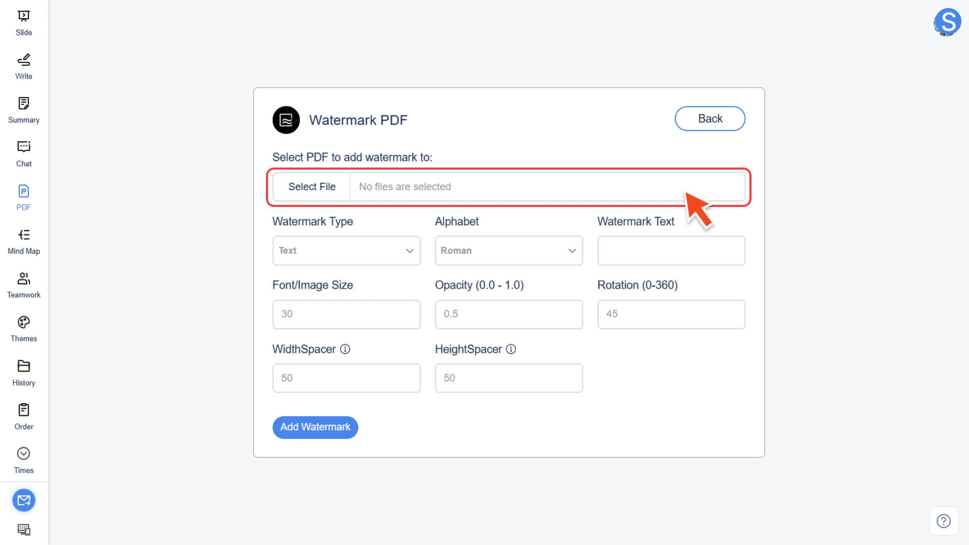 Upload a PDF file