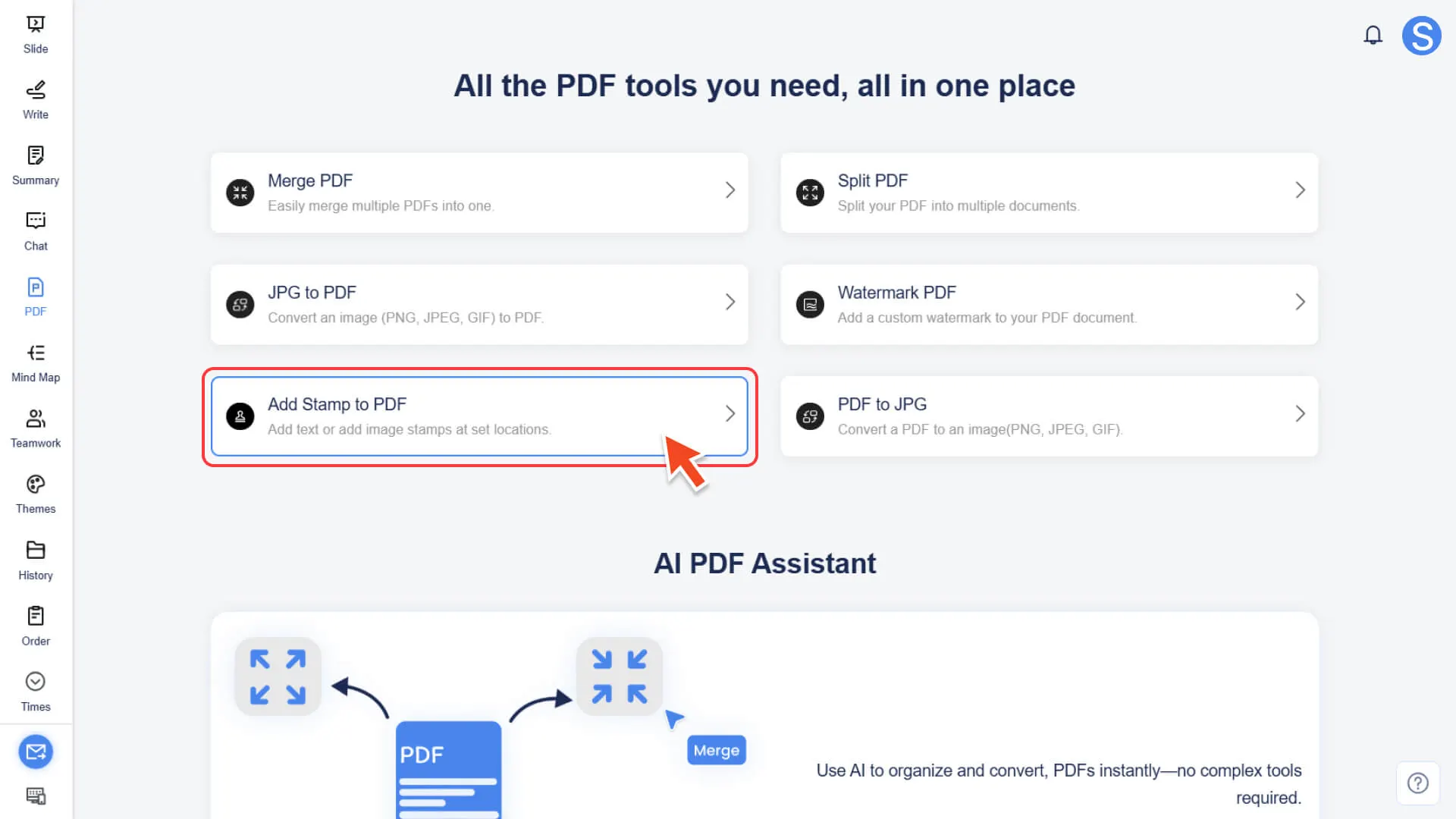Select Add Stamp to PDF