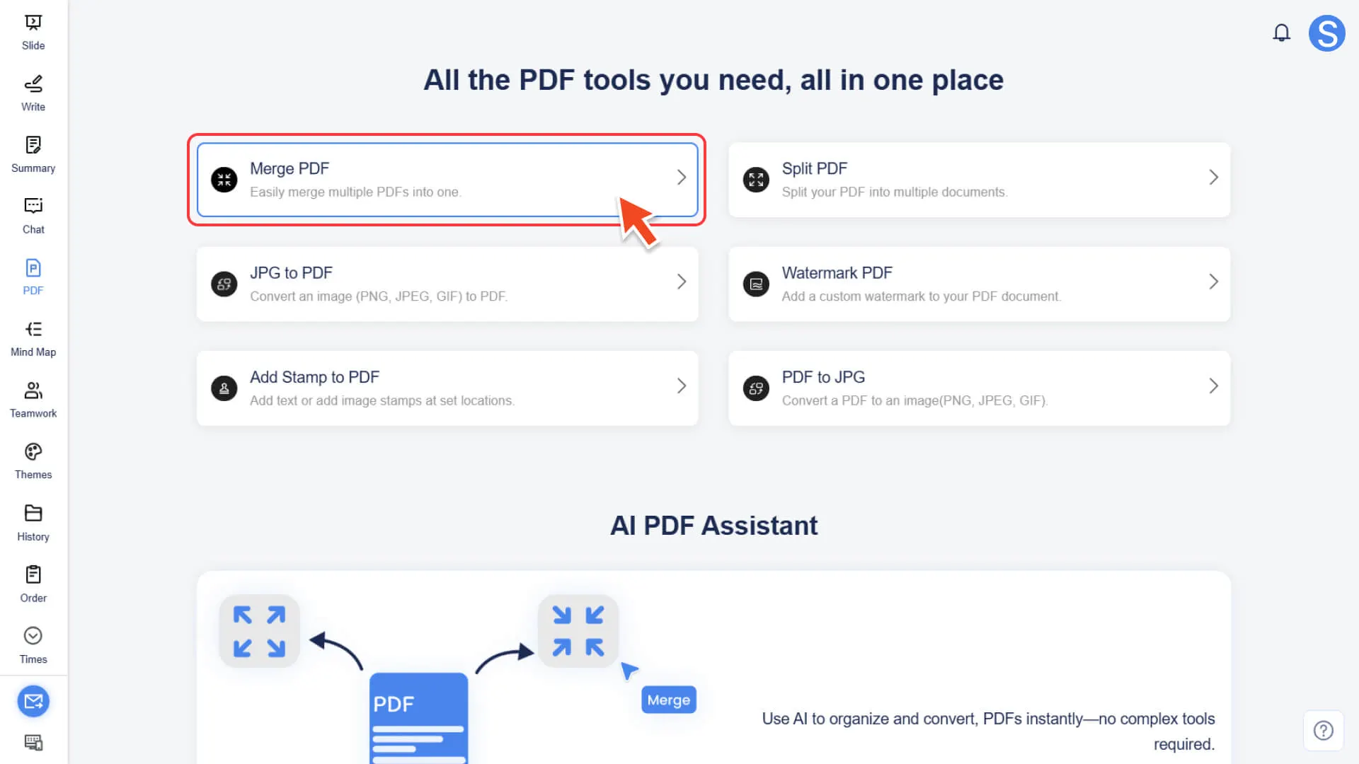 Select Merge PDF in Smallppt