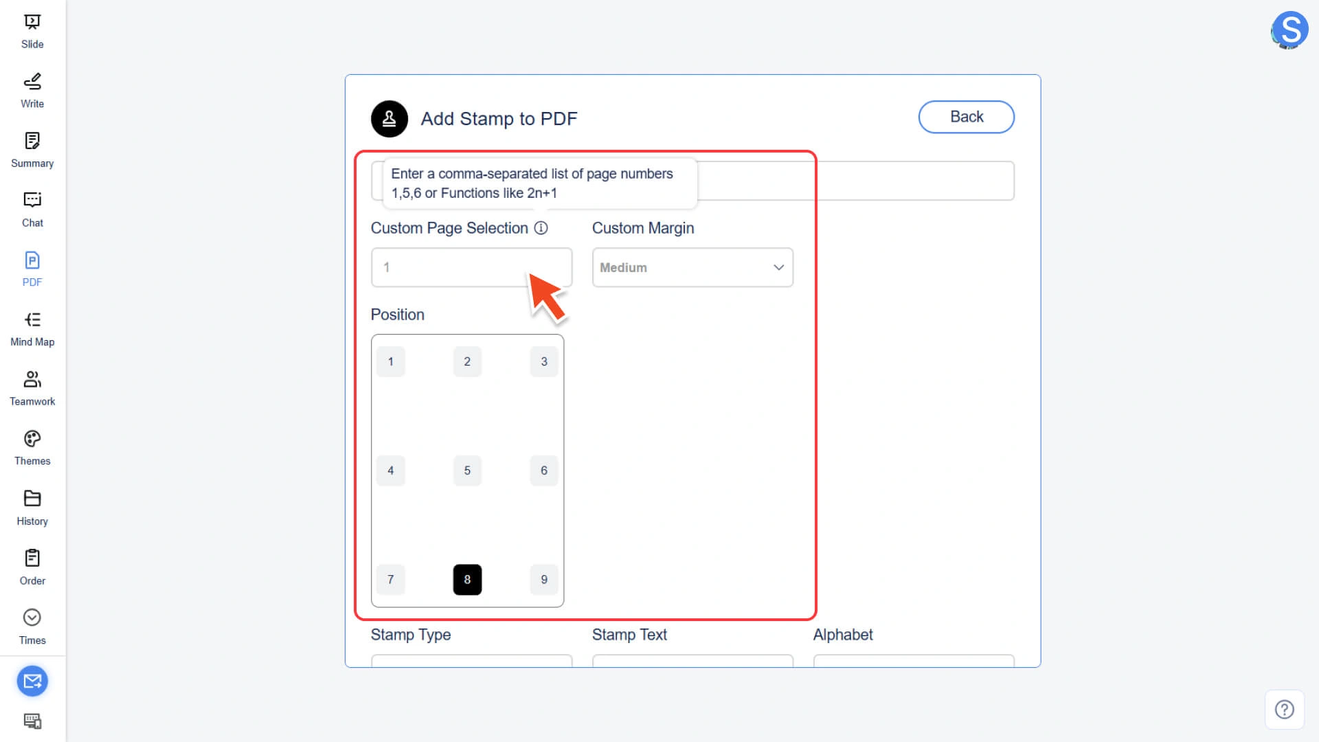 Customize page settings