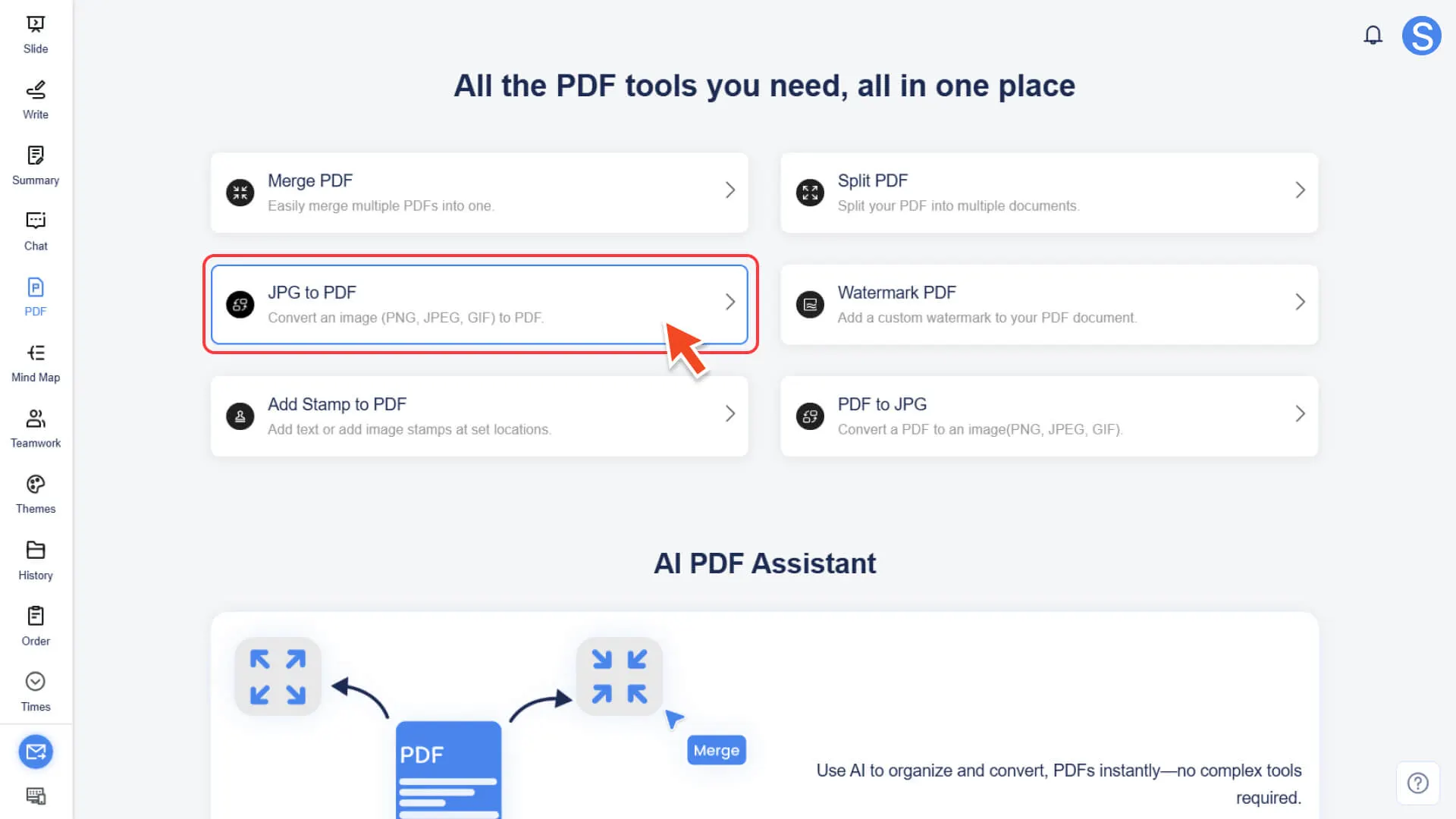 Select JPG to PDF in Smallppt