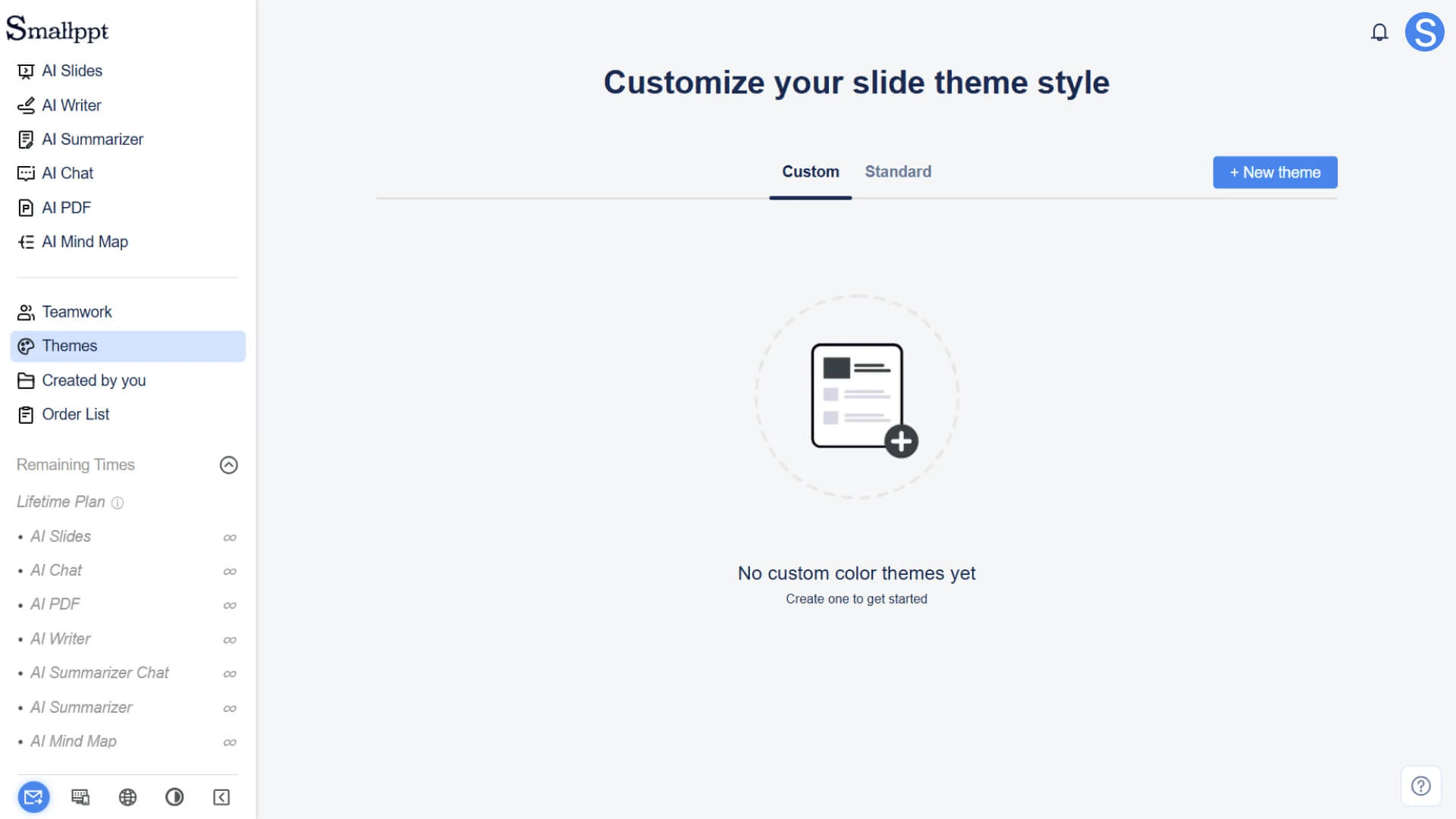 Open the theme management page
