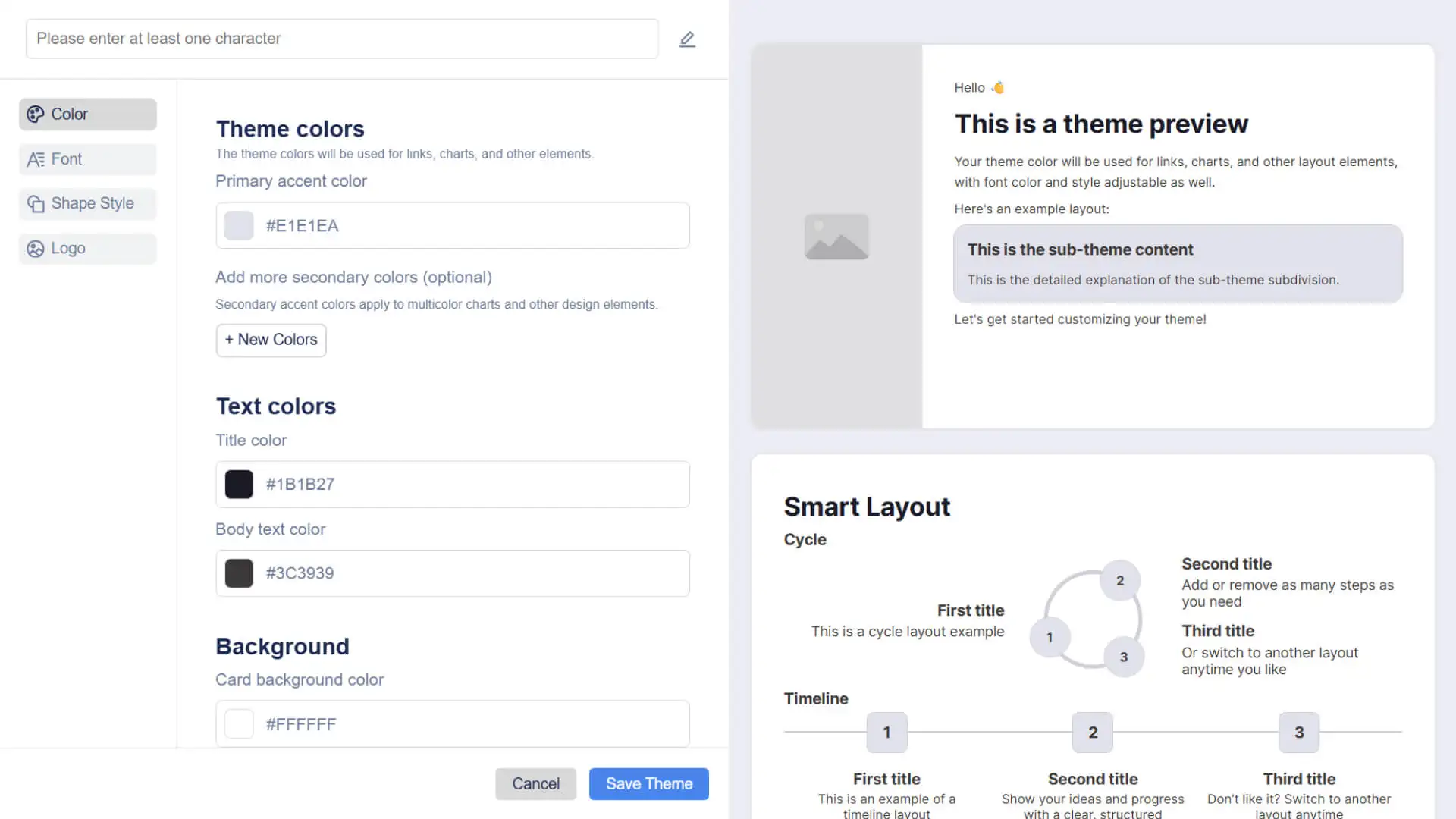 Customize theme settings
