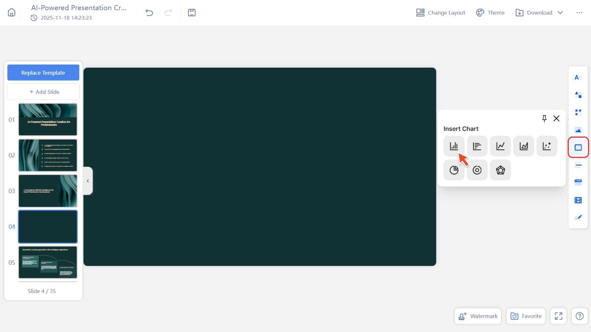 Select a Preset Chart in Smallppt
