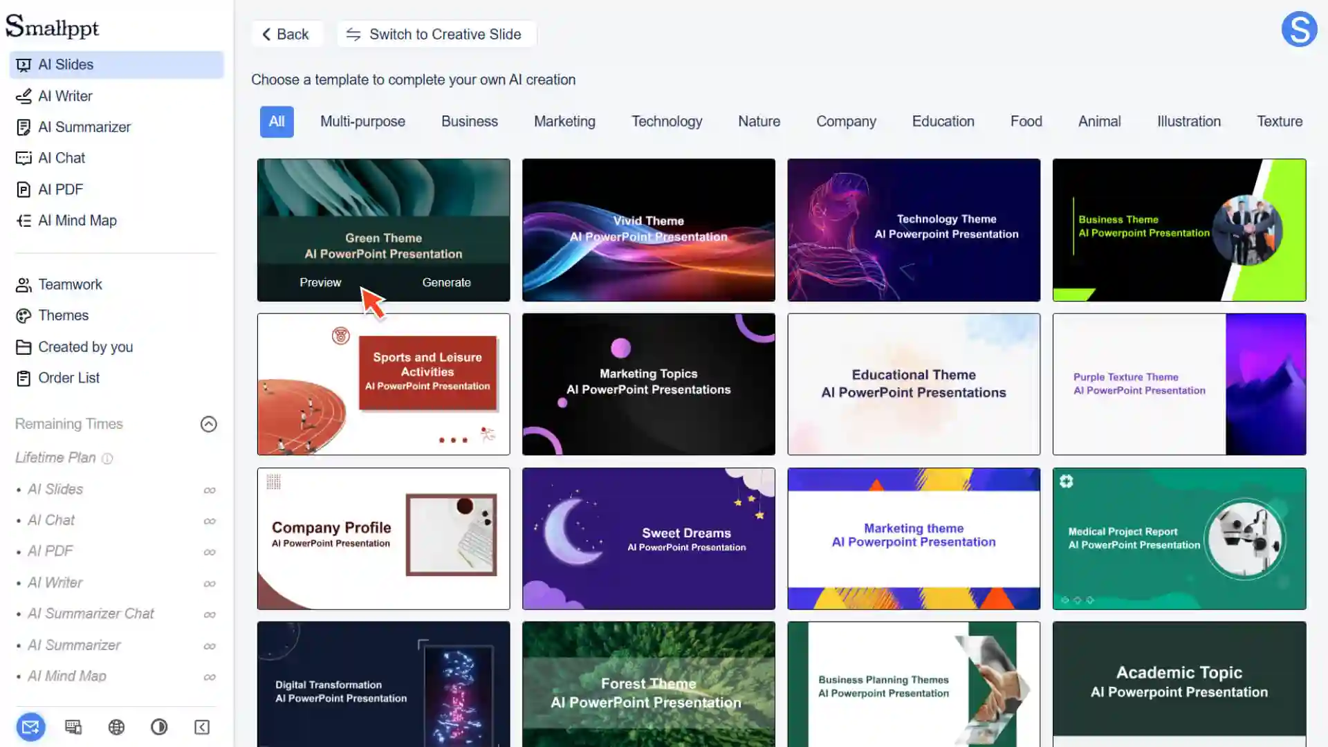 Choose a presentation template
