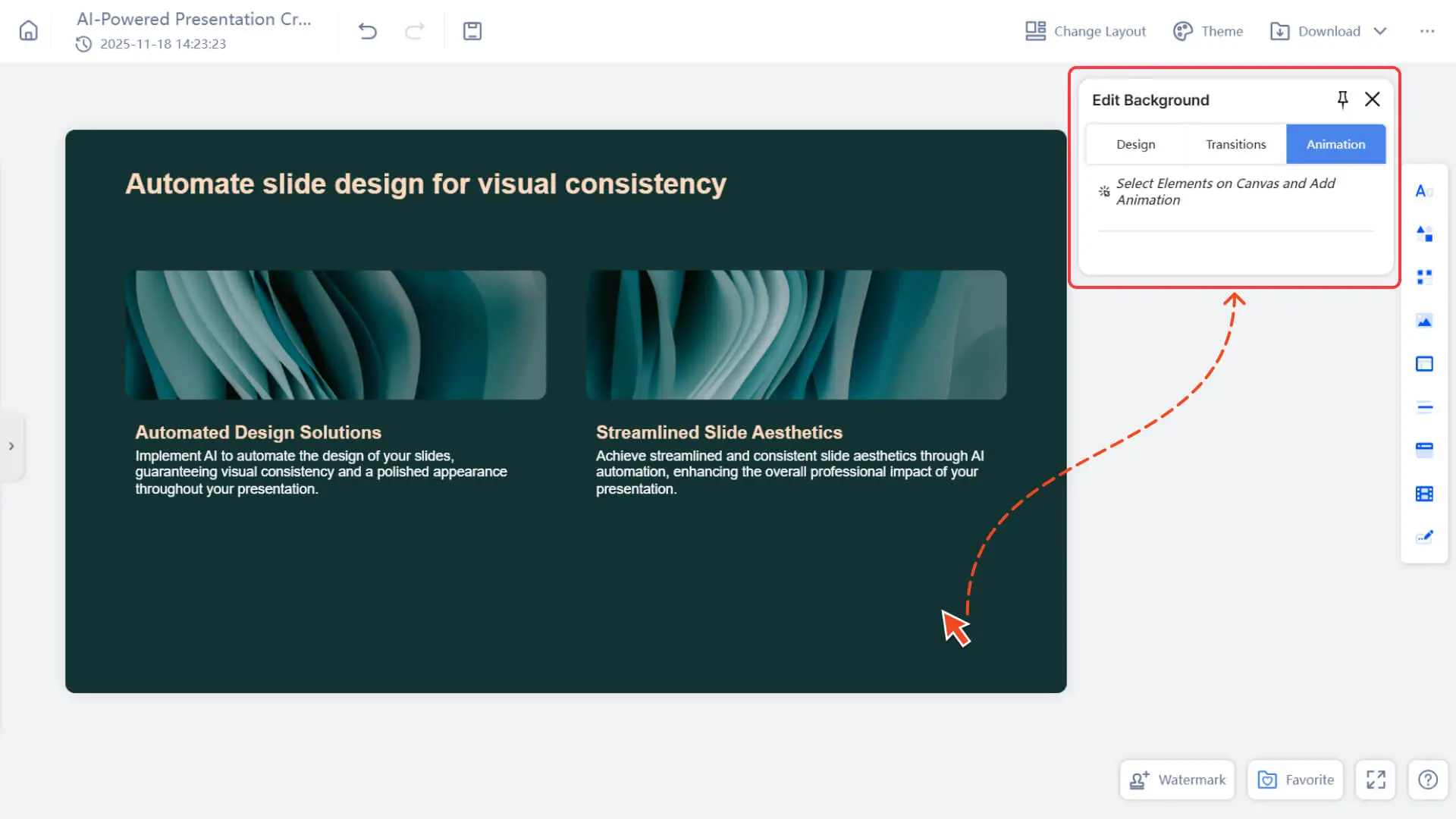 Click a blank area of the slide to select the background