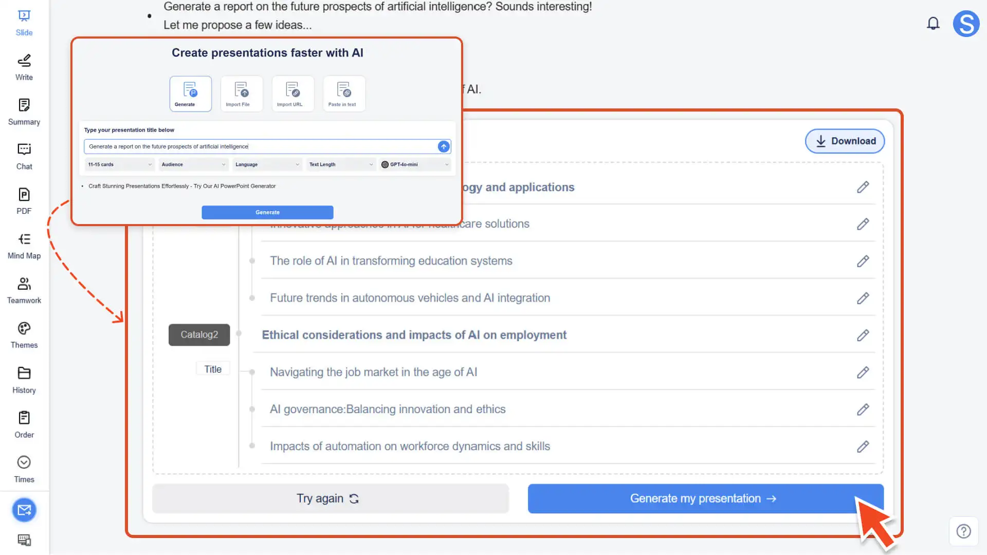 Select the best LLM and generate an outline