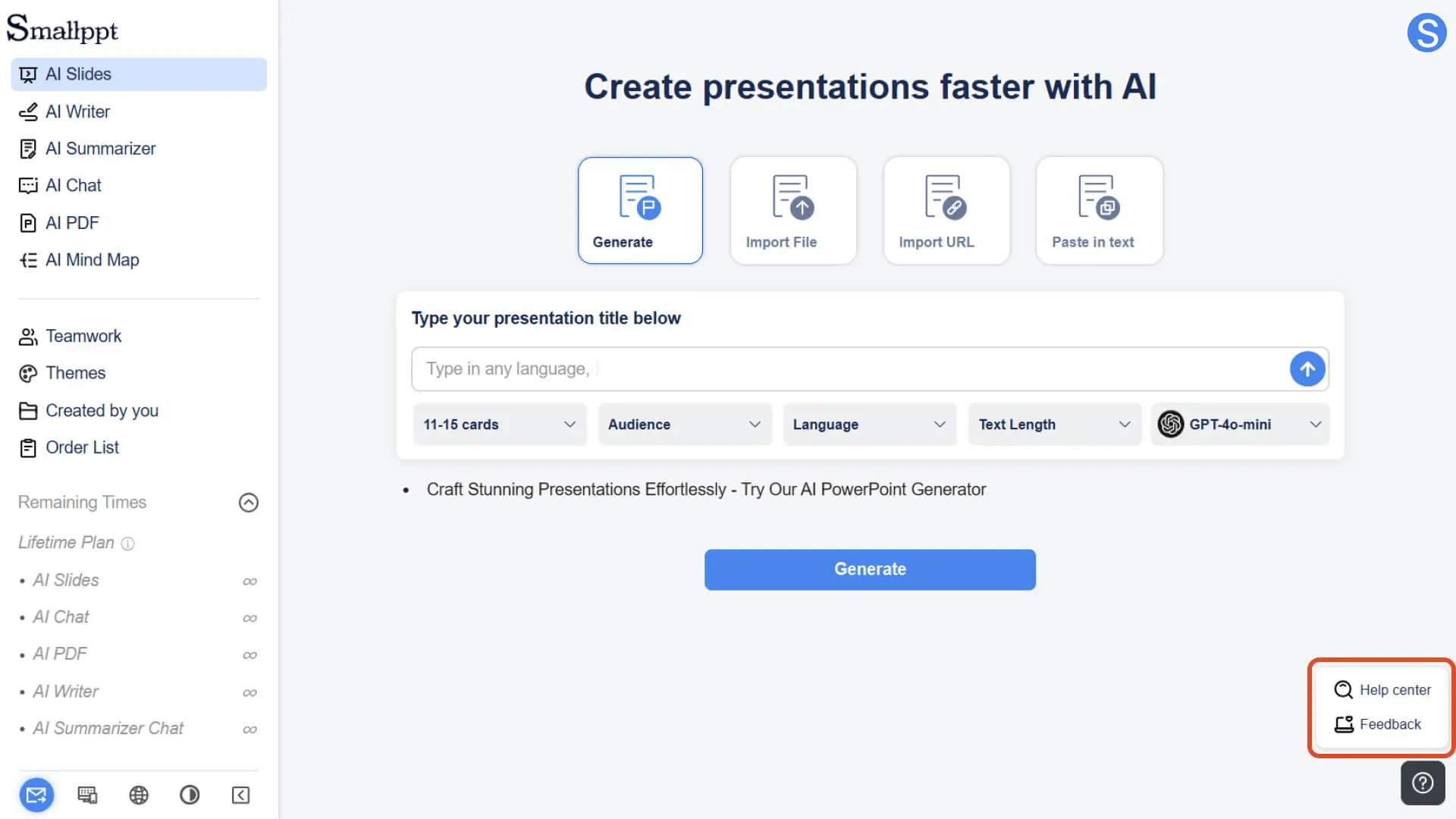 Contact Smallppt for feedback and support