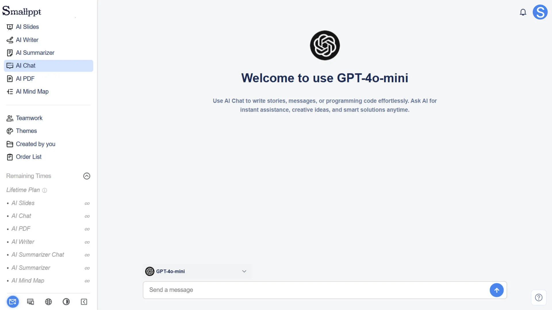 Smallppt AI Chat powered by the latest AI models