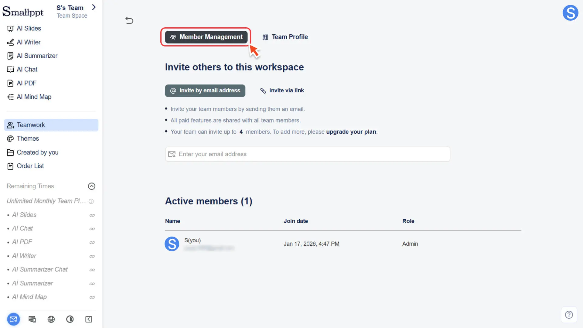 Select the Member Management option