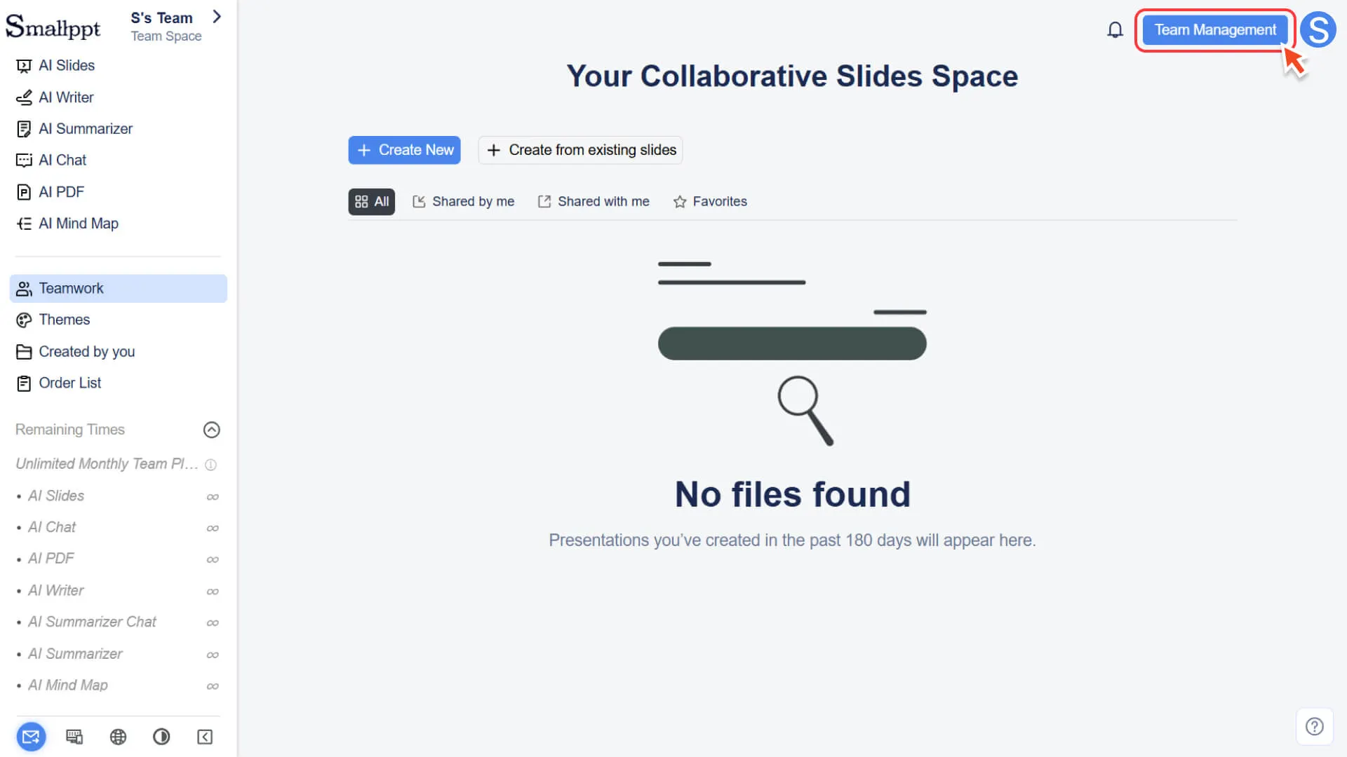 Open Team Management in Smallppt