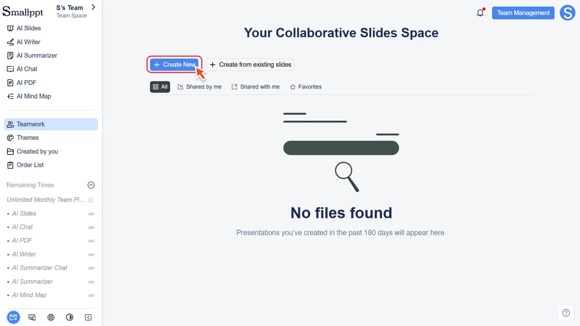 Create a new shared presentation