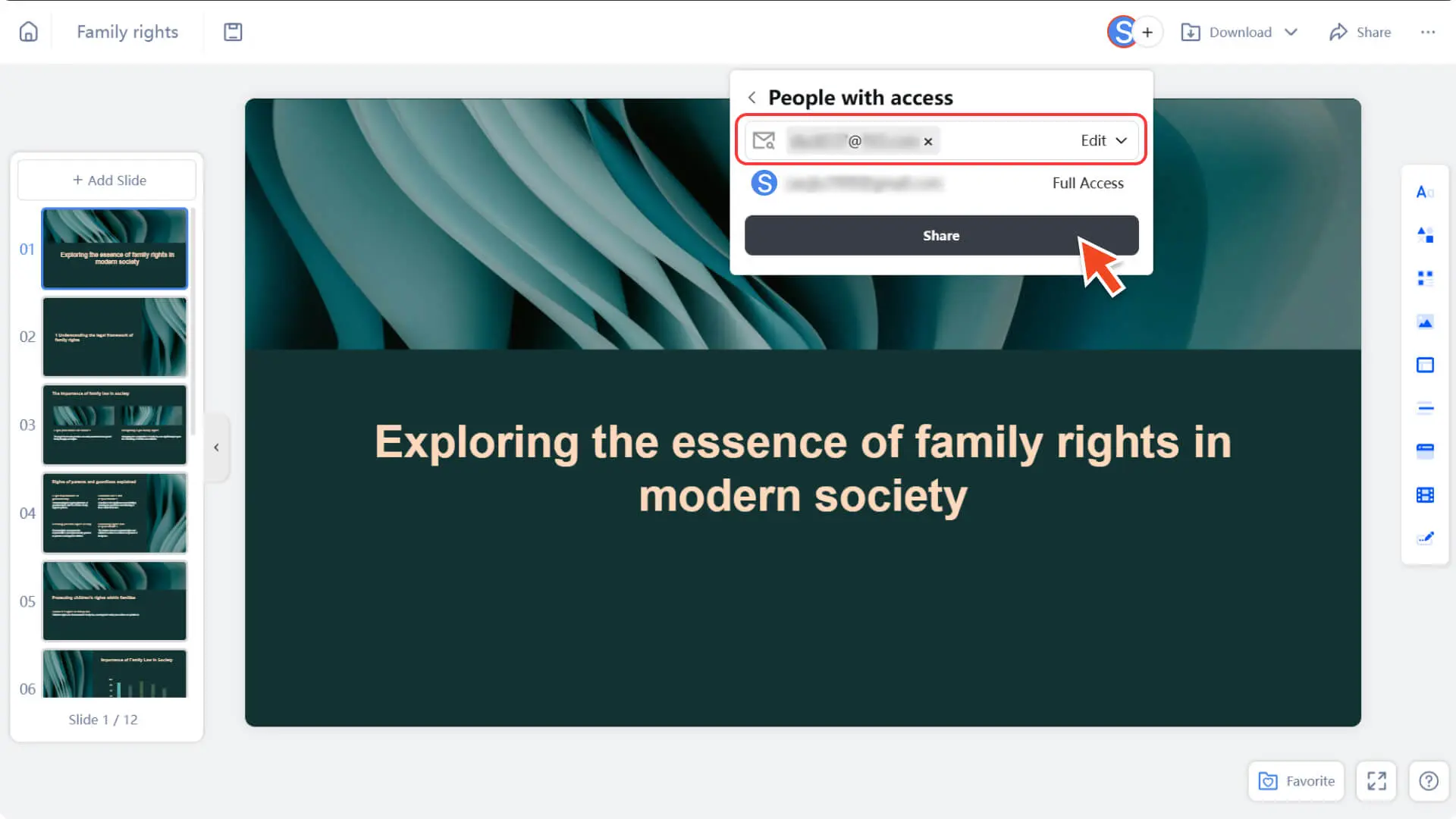 Click a member to assign permissions