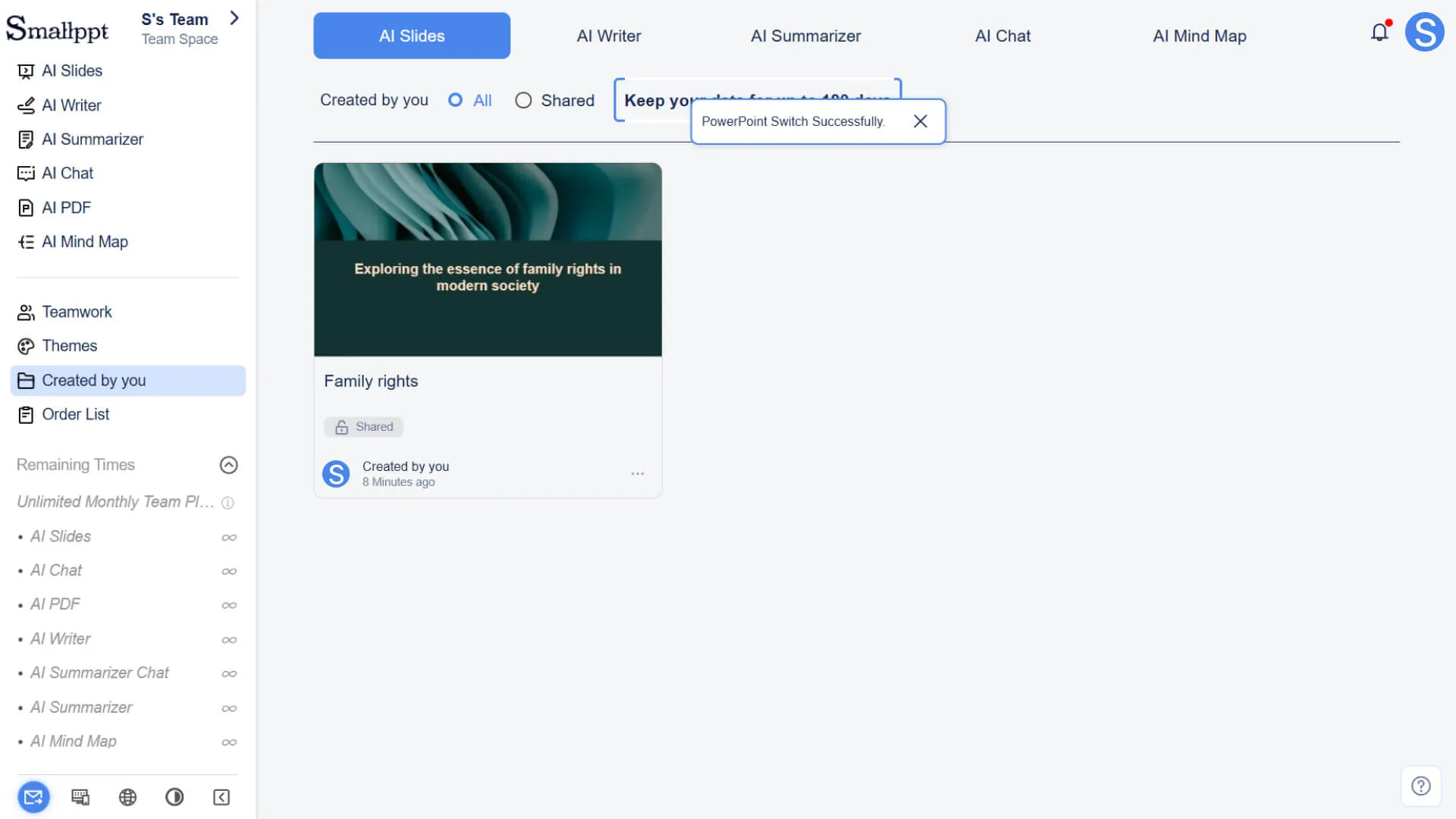 Set permissions and complete the conversion