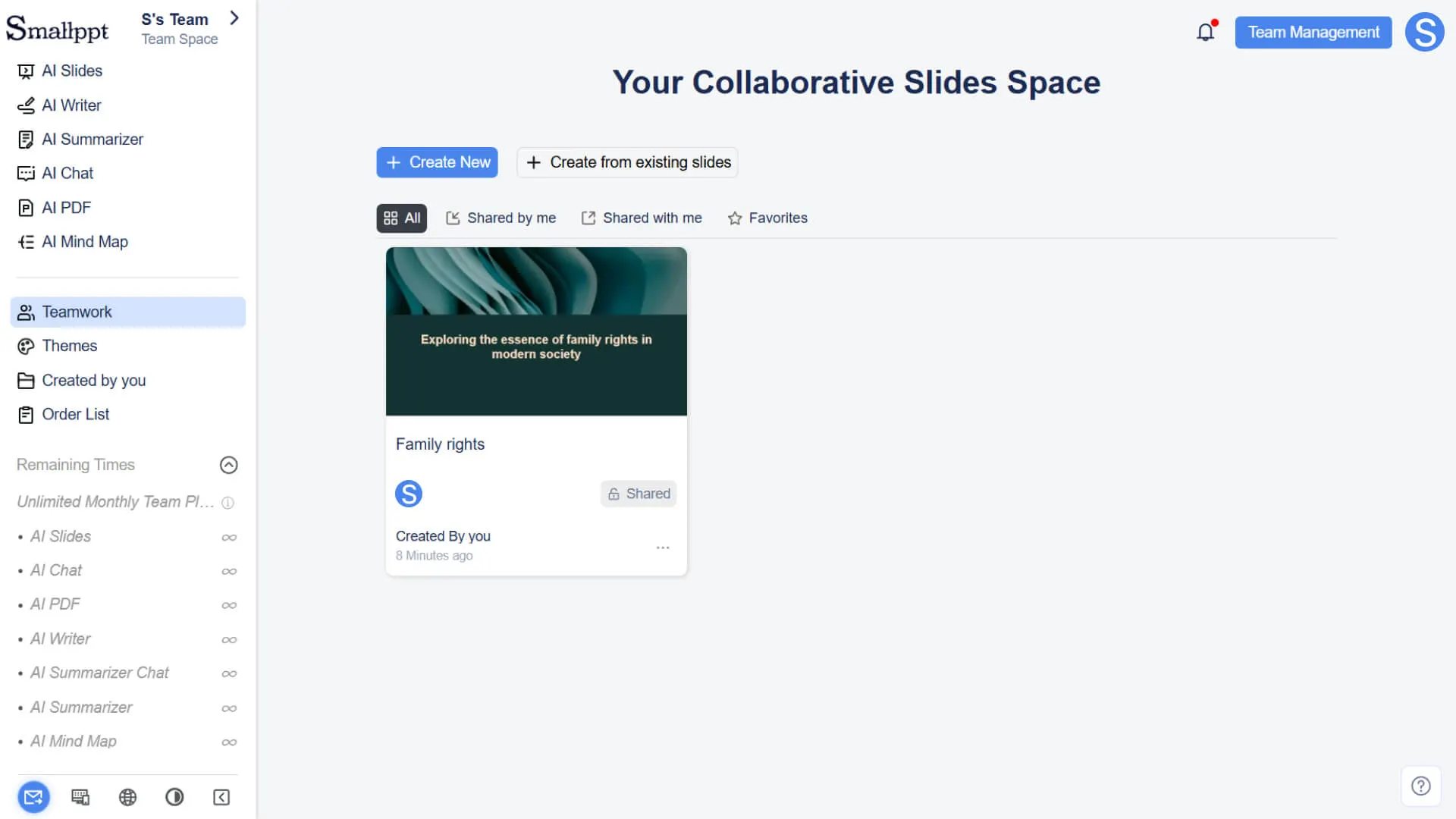 Confirm the shared file location in the team workspace