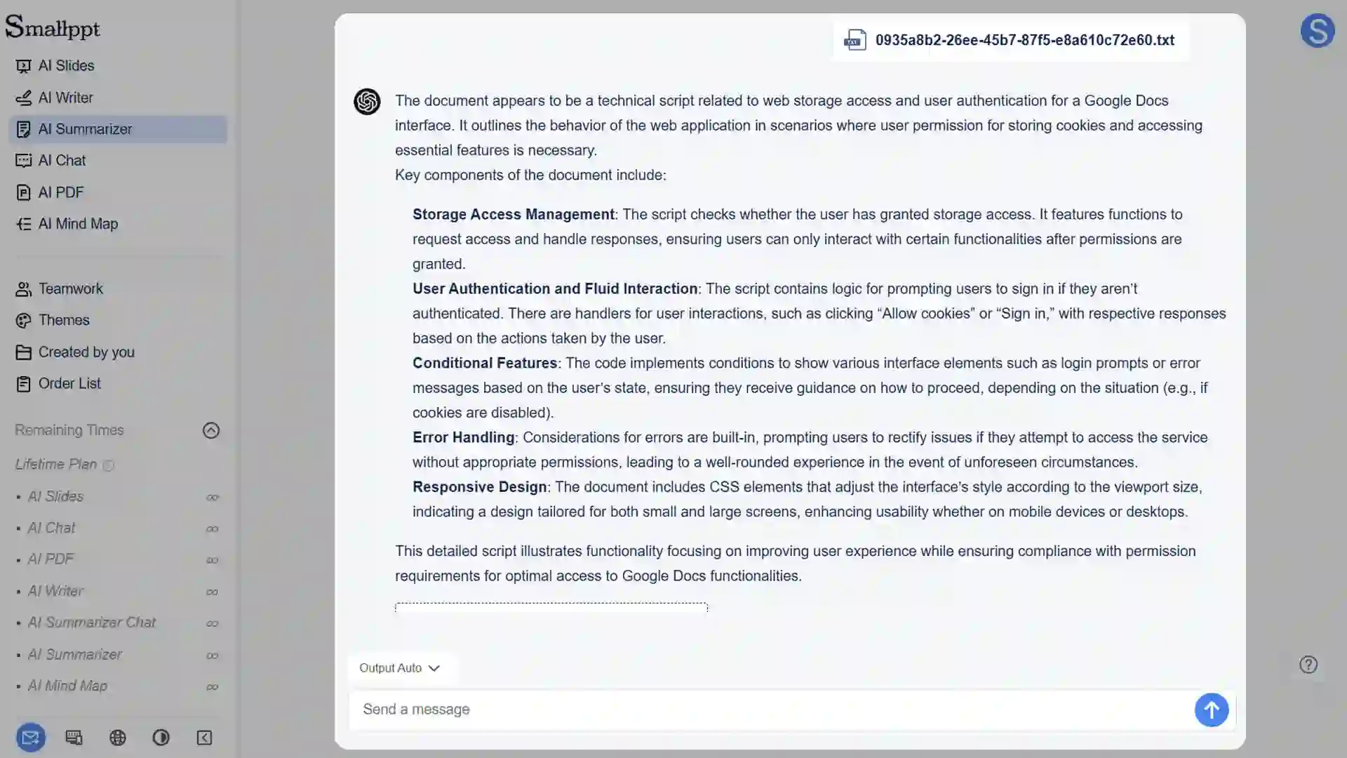 Smallppt quickly generates a summary of the linked content