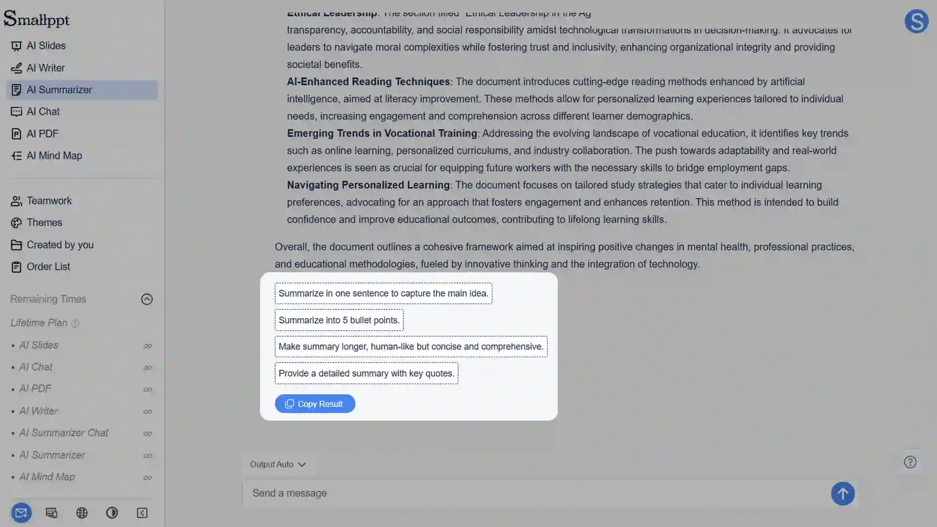 Review the generated summary