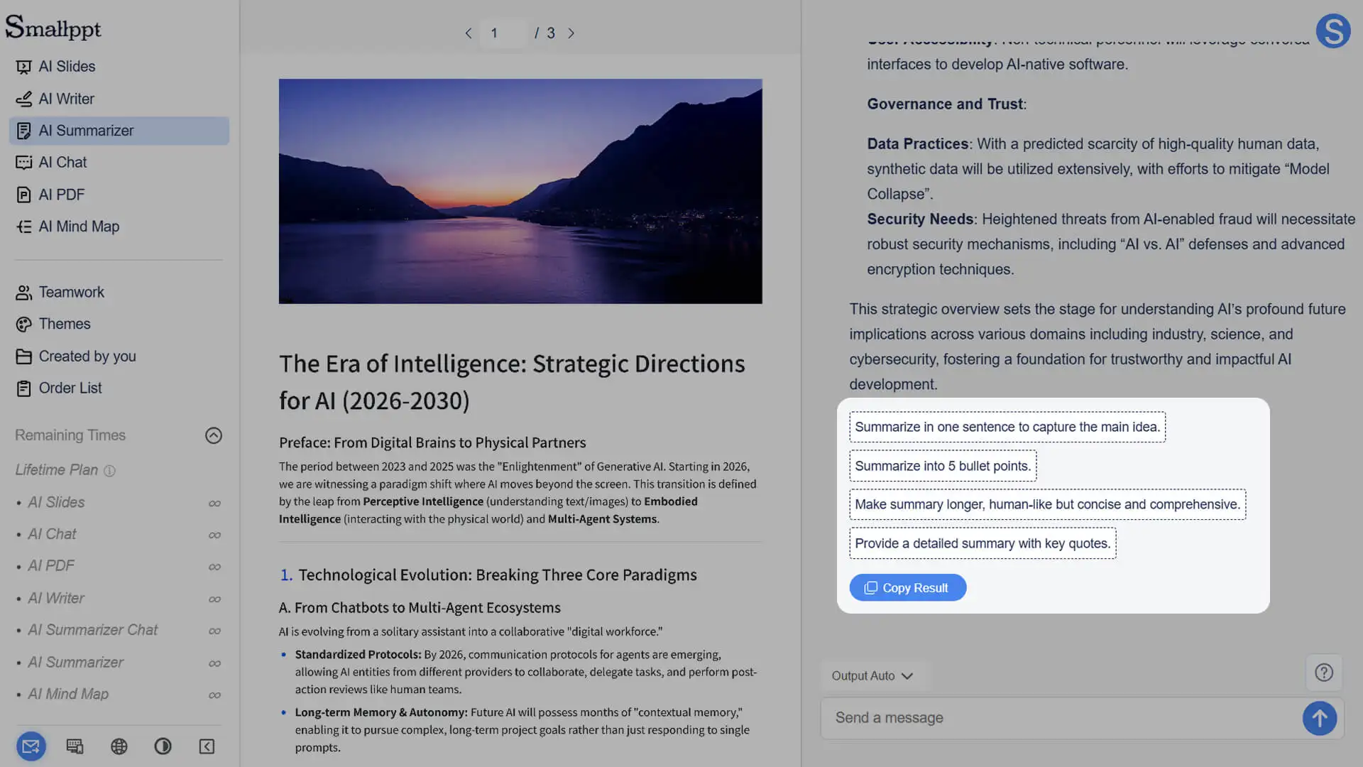 Review the generated summary